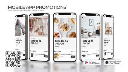3D Mobile Phones Carousel for Mobile App Promo
