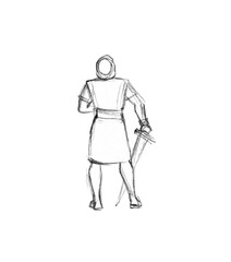 Pencil drawing. Man rise up hands