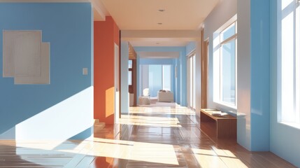 Obraz premium Modern interior hallway with natural light