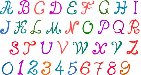 Uppercase Calligraphy Fonts Crayon Chalk Drawing Vector Set