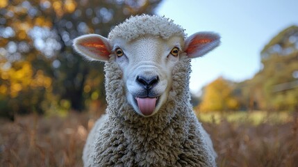 Fototapeta premium Closeup sheep portrait outdoors