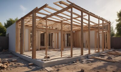 Modern home extension framing, under construction, new home construction, house extension