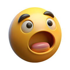 Fototapeta premium Astonished Yellow Emoji3DModel Wide Open Mouth Shocked Expression Exaggerated Features Digital Art Rendering