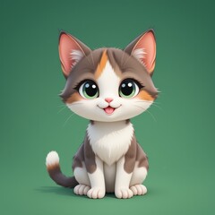 Adorable digital rendering of a cartoon kitten.