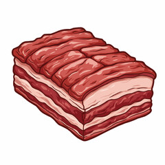 A colorful illustration shows stacked chunks of red-pink raw meat, ready to prepare