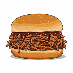 Cartoon-style burger with dripping sauce