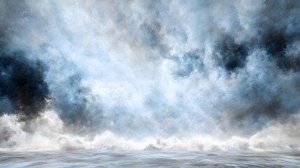 Obraz premium Dramatic sky and stormy sea digital art illustration.