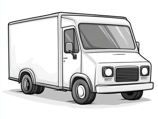 Delivery truck illustration front view isolated on white background transport vehicle commercial van logistics