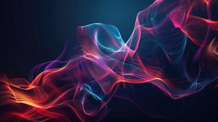 Fototapeta premium Abstract picture of neon light particle with digital technology style design connecting become dynamic of electric wave movement represent about flowing of data or structure of network system. AIG53.