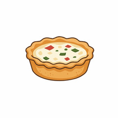 Pie with green, red, white fillings and crust with scalloped edge in lower right
