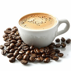Coffee cup with beans composition