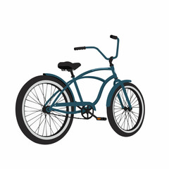 Fototapeta premium Blue bicycle illustration with handlebars, seat, tire on a white background