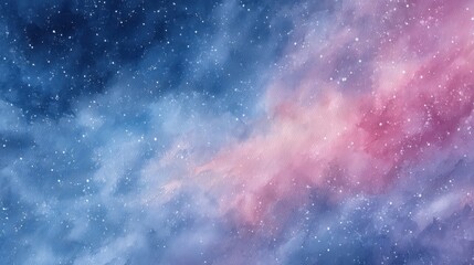 Fototapeta premium Watercolor Galaxy Background Pink Blue Stars Night Sky Artistic Design