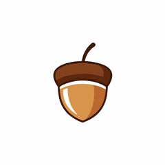 Simple illustration of a brown acorn with a white background