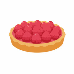 Cartoon-style pie filled with a heap of juicy, red berries and a light crust
