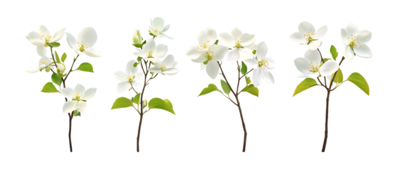 Apple Blossom Sprigs Against Transparent Background