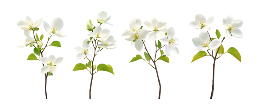 Apple Blossom Sprigs Against Transparent Background
