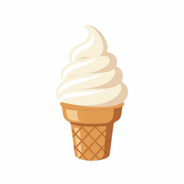 Vanilla treat, soft serve swirl. Plain background adds emphasis to its delightful form
