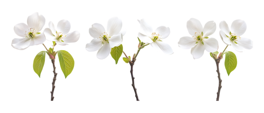 Apple Blossom Sprigs Against Transparent Background