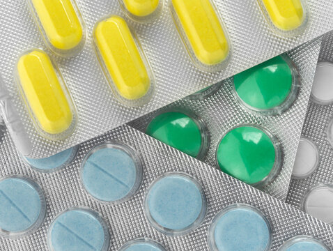 Medical pills, drugs in blister package