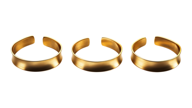 Gold Chain Bracelets Against Transparent Background