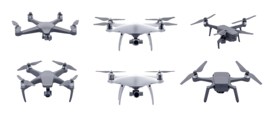 Drones Against Transparent Background