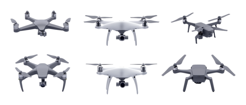 Drones Against Transparent Background