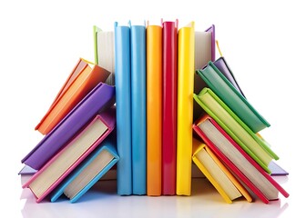 Colorful books isolated on white background