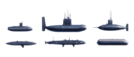 Collection Pack of Explore Different Types of Submarines A Visual Guide to Naval Vessels set against transparent background