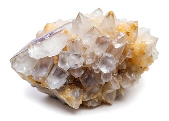 Crystal geological rock piece top view isolated on white background