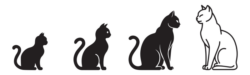 Cat Kitten Pet Kitty Silhouette Vector Symbol Icon Collection Set