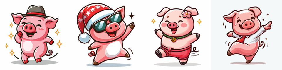 cute cartoon pig vector