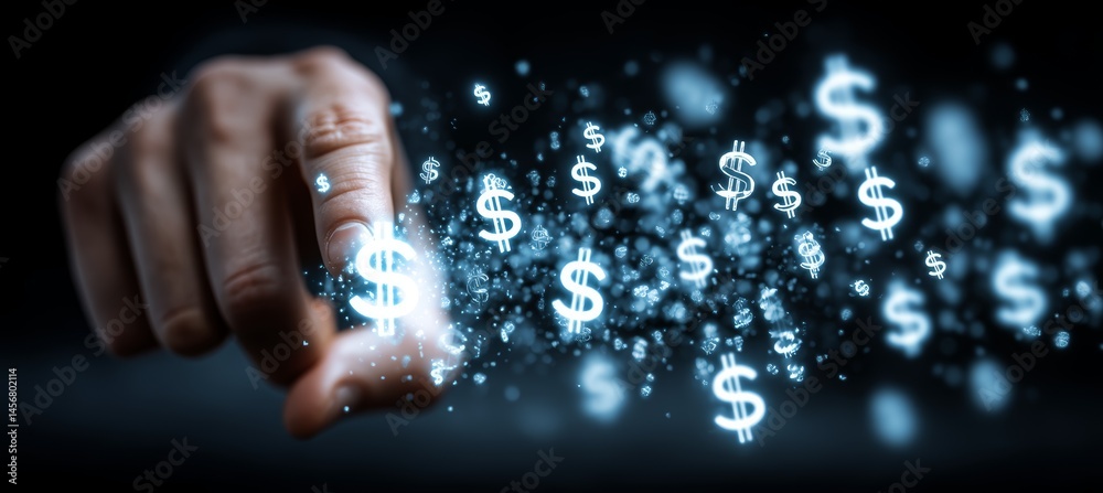 Poster dollar money virtual. business digital currency payment transaction. generative ai technology.