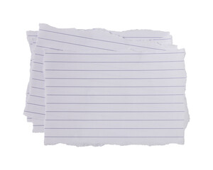 Fototapeta premium White ripped torn sheet of notebook paper with blue lines isolated on transparent background