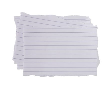 White ripped torn sheet of notebook paper with blue lines isolated on transparent background - Powered by Adobe
