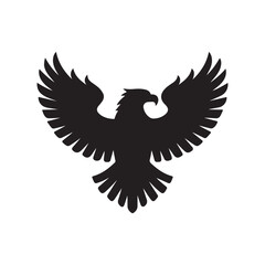 Eagle Silhouette Vector – Majestic Bird Icon in Flight for Power, Freedom, and Heraldry Design