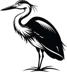 Obraz premium Heron bird silhouette, bird icon, vector illustration