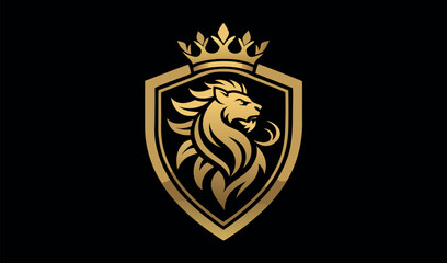 Obraz premium Vintage heraldic coat of arms with wings, shield, and lion emblem, featuring gold details and royal insignia