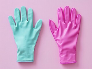 Obraz premium Pink & Teal Cleaning Gloves