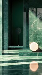 Emerald green marble interior design
