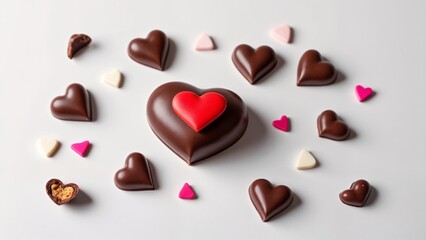 Obraz premium A heart shaped chocolate with a red heart on top of it.