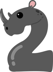 Cute Cartoon Rhino Number 2