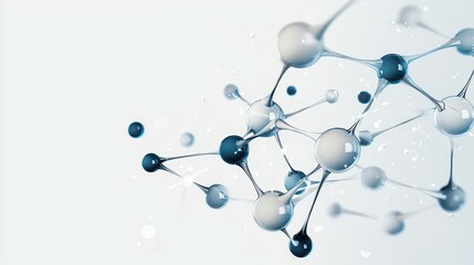 Abstract molecular structure in blue and white tones, showcasing scientific concepts.