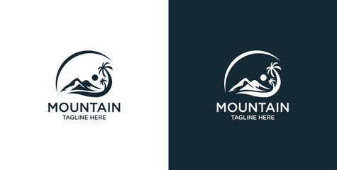 Mountain Lake Logo Nature Landscape Stock Vector