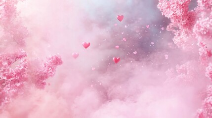 Fototapeta premium Enchanted Pink Blossom Heartscape: A Dreamy Valentine's Day Fantasy