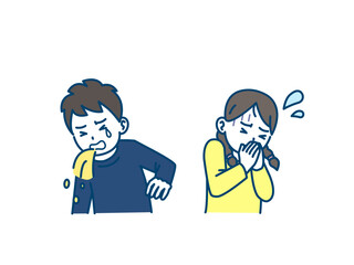 吐き気や嘔吐する子供のイラスト