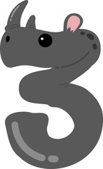 Cute Cartoon Rhino Number 3
