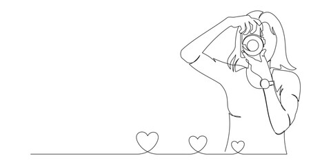 continuous one line vector illustration of photographer 1