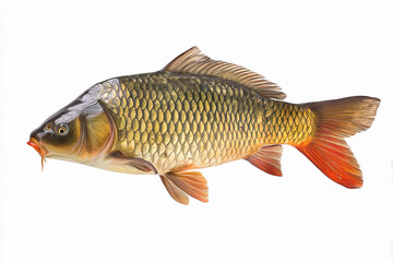 Fototapeta premium Colorful carp swimming gracefully in clear water showcasing vibrant scales and fins in natural habitat