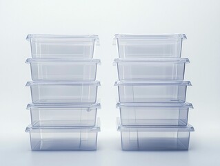 Obraz premium Stacked Clear Plastic Boxes